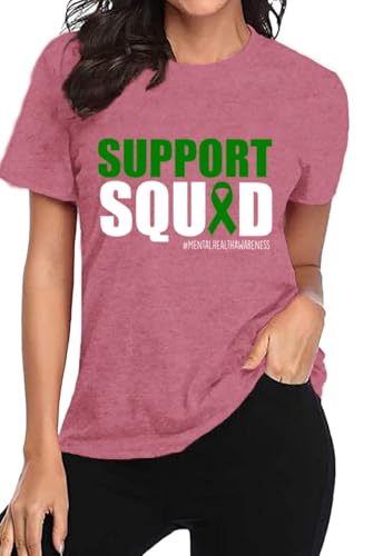 Mental Health Shirt Women Green Ribbon Awareness T-Shirt Inspirational Psychologist Tee Tops2