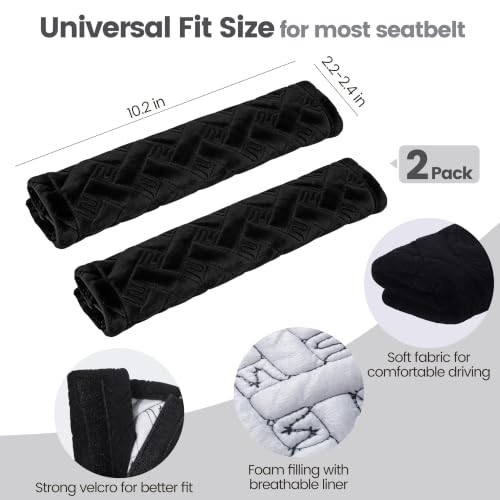 Image of Amooca Soft Auto Seat Belt Cover Seatbelt Shoulder Pad Cushions 2 PCS for a More Comfortable Driving Universal Fit for All Cars and Backpack Black Braid Pattern