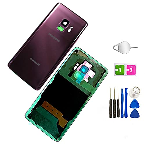Galaxy S9 Compatible Back Glass Cover Back Door Waterproof Assembly Replacement Pre-Installed Camera Lens and Frame for Samsung Galaxy S9 OEM - All Models G960 All Carriers with Tools (Lilac Purple)
