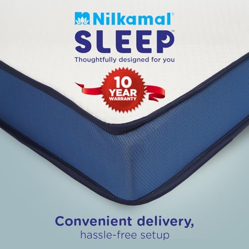 Image of Nilkamal SLEEP Plus Orthopedic Support Memory Foam Mattress | 10 Years Warranty | Single Size | 10 Inch Bed Mattress | Reversible Design | Breathable Knitted Fabric | Medium Firm, (72 x 36 x 10)