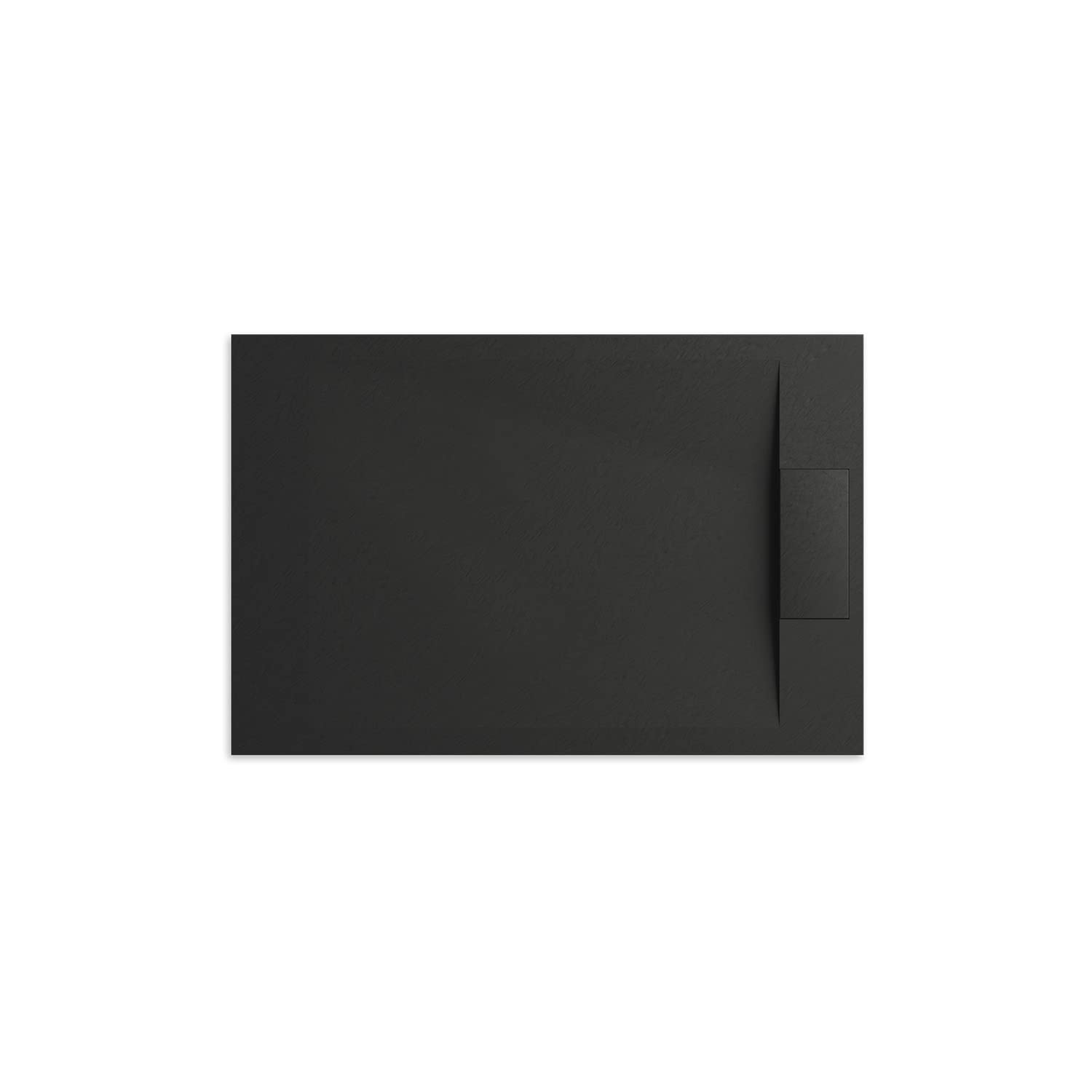 Piatto Doccia 70x90 Nero Effetto Pietra Mod. Cosmos Rettangolare in Vetroresina SMC Riducibile Piletta Inclusa e Cover In Tono Parama