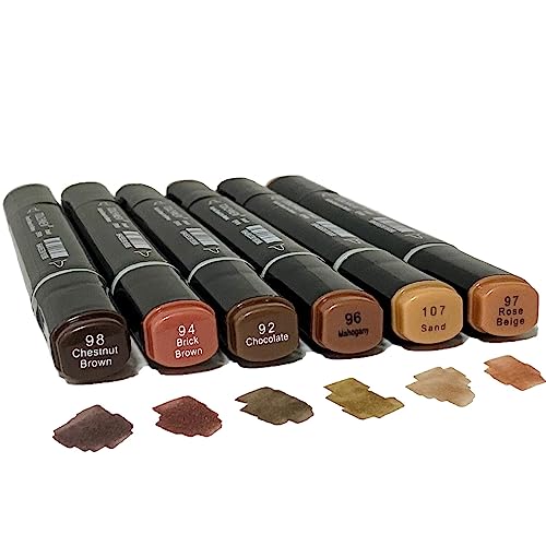 6PCS Skin Tone Markers Set, Double Tipped Soft Fine Tips