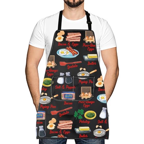 LEVLO Bacon & Eggs Carnivore Diet Breakfast Brunch Kitchen Cooking Apron New Home Merry Christmas...