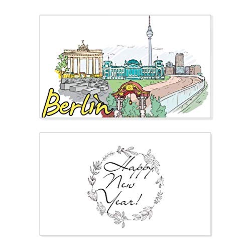Tarjeta conmemorativa de Año Nuevo de Berlín con arquitectura de Alemania