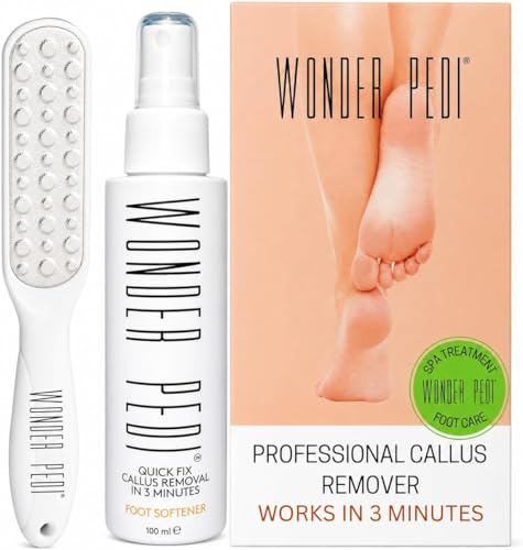 Image of Callus Remover - Three Minutes Quick Fix- Foot File Rasp - Instant Foot Exfoliating Softener Peel Spray, Heels Callus Scrubber File - Home Spa Pedicure Treatment. Wonder Pedi