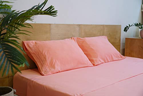 Mezzati Ultra Soft And Lightweight Bed Sheet Set - Brushed Microfiber Bedding For A Comfortable Night's Sleep (Coral Rose, Twin Size) #TOP3