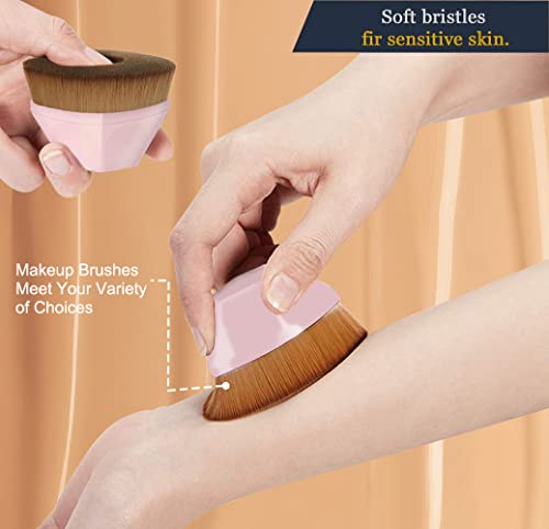 Vodoco Foundation Makeup Brush Flat Kabuki Foundation Brush Liquid Powder Foundation Brush For Blending Liquid, Cream Or Flawless Powder Makeup Brushes With Protective Case (Pink) #TOP5