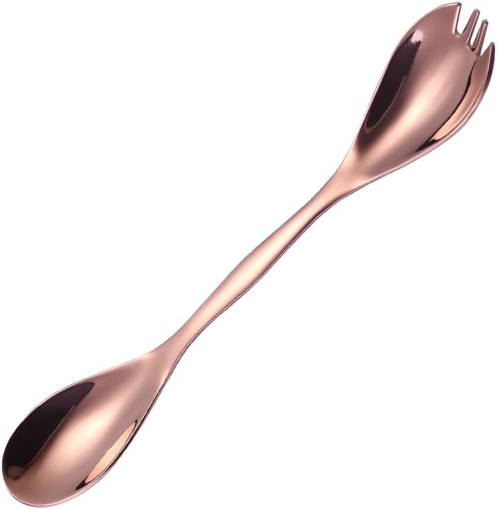 Silverware Flatware Set, 1/4/6/8 Pieces 304 Stainless Steel Double-headed Salad Spoons And Forks, Creative Multi-functional Dual-purpose Spoons (Color : Rose gold, Size : 6Pcs)