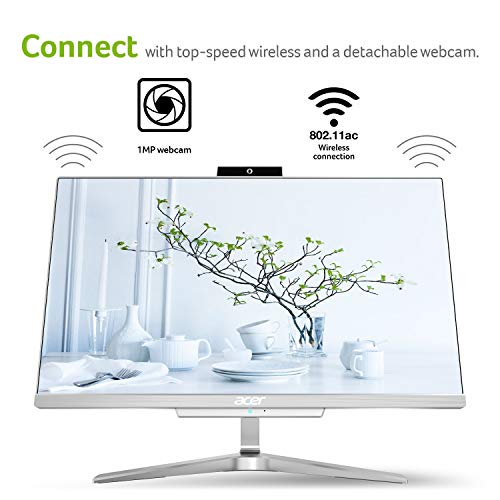 Image of acer Aspire C24-865-UA91 AIO Desktop, 23.8 inches Full HD, 8th Gen Intel Core i5-8250U, 8GB DDR4, 1TB HDD, 802.11AC WiFi, Wireless Keyboard and Mouse, Windows 10 Home, Silver
