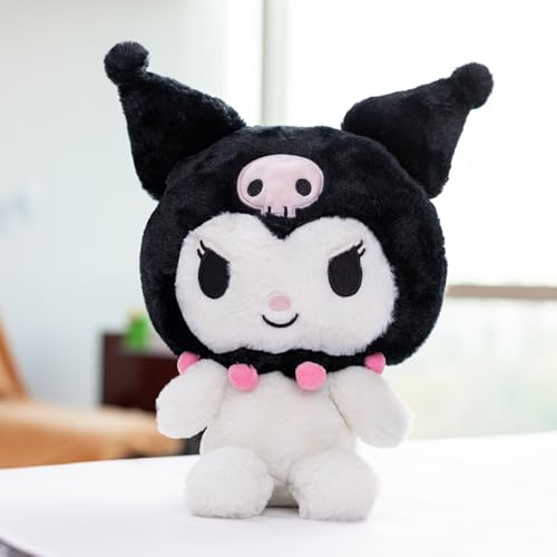 Image of Mirada Sanrio Kuromi Soft Plush Toy - 20cm | Official Licensed Black Stuffed Doll for Kids & Girls | Cute Collectible Anime Character Plushie | Ideal Gift for Birthday, Christmas & Diwali