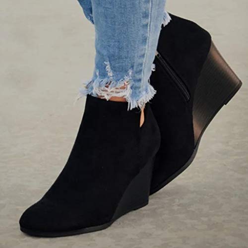 Bottes talon compensé femme avec zip robuste pour marche stable - 3