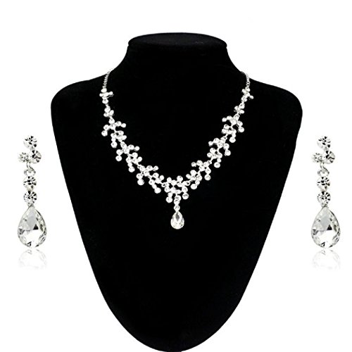 Bestpriceam Charm Wedding Bridal Rhinestone Crystal Necklace Earring Jewelry Set