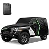 for 1987-2006 Jeep Wrangler 2 Doors 420D Cover Outdoor Waterproof UV Protection, for JK, JL, CJ, YJ, TJ, Full SUV Car Cover with Cotton Layer, 2 Zipper Door, Reflective Strip, Storage Bag