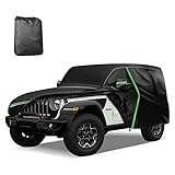 DTNESS for 1987-2006 Jeep Wrangler 2 Doors 420D Cover Outdoor Waterproof UV Protection, for JK, JL, CJ, YJ, TJ, Full SUV Car Cover with Cotton Layer, 2 Zipper Door, Reflective Strip, Storage Bag