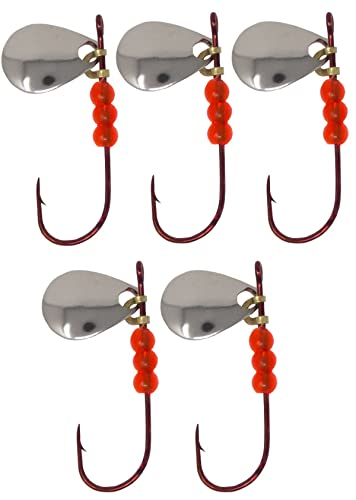 Tooth Shield Tackle Ice Fishing Deadstick Charmer Hook Tip-Up Rig / Tip Down Hook Rig Walleye Crappie Perch Jig [Red Salmon Red] 5 Pack (Hook Size:4): Buy Online at Best Price in