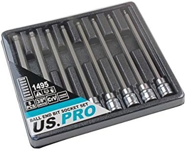 US PRO 8pc 3/8" Long Ball End Hex Allen Bit Key Sockets 1495