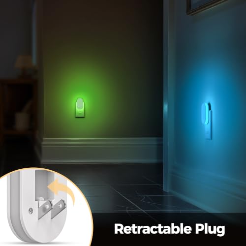 Image of Briignite Plug in Night Light, RGB Night Lights Plug into Wall 1 Pack | Nightlights with Foldable Plug, Dusk to Dawn Light Sensor with Multi Lighting Modes, Color Changing Night Light for Bathroom
