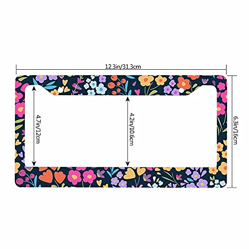 Nicokee Floral Decorative License Plate Frame Unique Retro Flower Design Car Tag Cover Aluminum Auto License Plate Holder For Men Women #TOP2