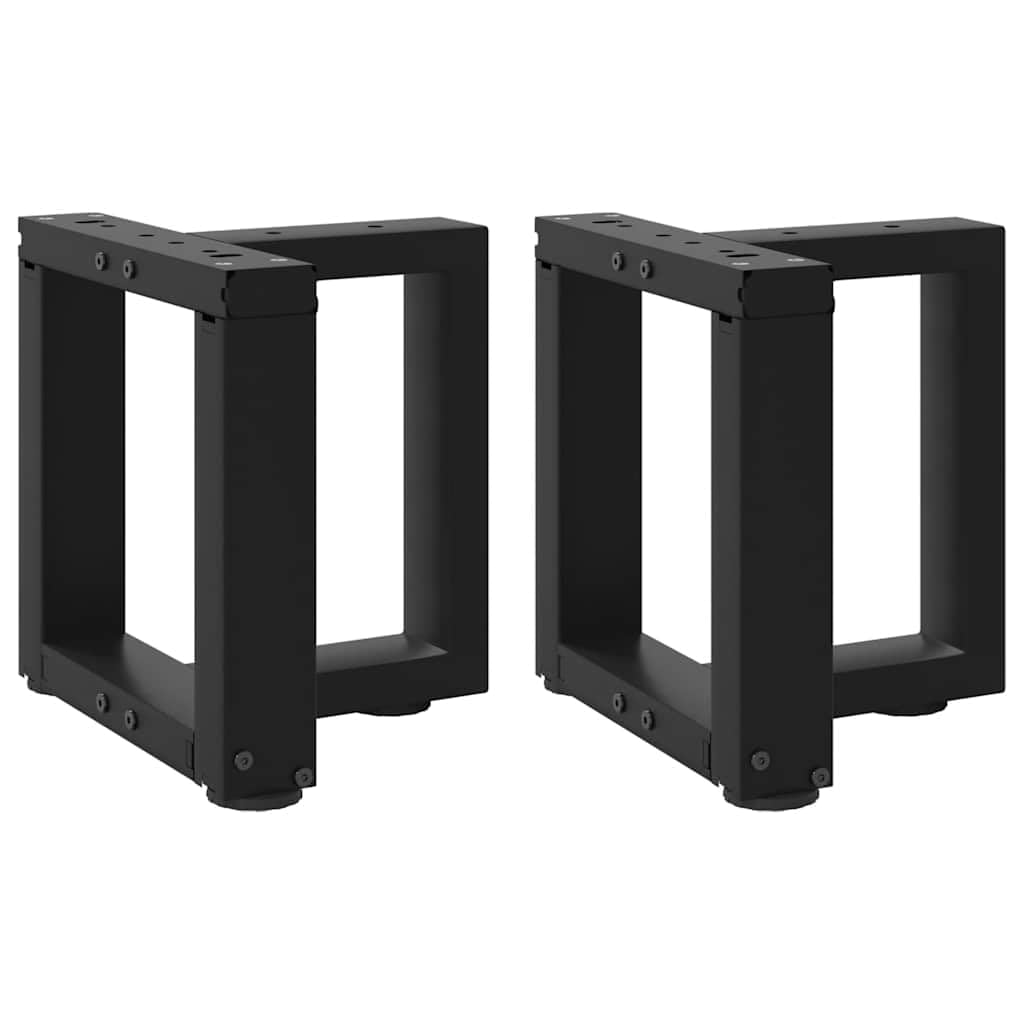 Nogi stolika kawowego w kształcie litery T ze stali malowanej proszkowo, czarne, 30 x 25 x (30-31) cm, 2 sztuki z regulowanymi nóżkami poziomującymi, stabilna podstawa meblowa, łatwy montaż