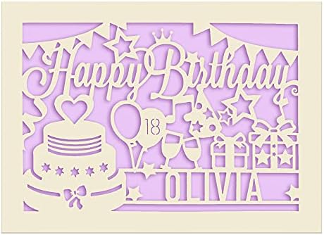 EDSG Personalised Birthday Card Laser Paper Cut Greeting Cards Birthday Custom Gift | Handmade in UK | Any Name Any Age Gift for Mum Adults 30th 40th 50th 60th 70th 80th 100th with Envelopes