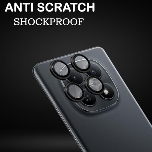 Image of Amazon Brand - Solimo Camera Glass Lens Protector Ring for Redmi Note 15 Pro 5G Case Friendly with Edge to Edge Coverage and Easy Installation (Black)