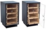 Prestige Import Group Contemporary Tabletop Display Glass Door Cigar Humidor in Matte Black with 4 Drawers - Capacity: Up to 250