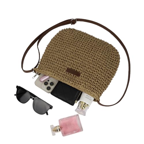 Straw Crossbody Bag for Women Handmade Woven Beach Bag Vacation Shoulder Handbag Purse for Summer4