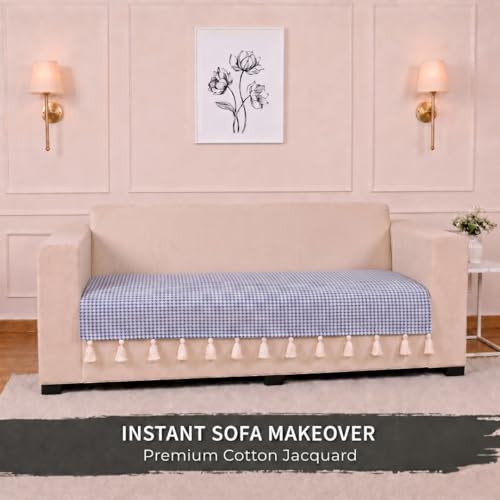 Image of STITCHNEST 'Nomad Weave Collection' 1 Seater Sofa Cover|Elegant Jacquard Fabric, Decorative Tassels, Washable & Durable for Modern Living39