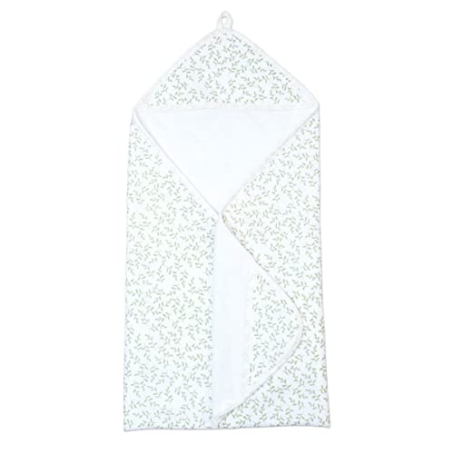 Image of lulujo Hooded Towel Soft Absorbent Cotton Dual Layered Baby Bath Towel with Hood| 40in x 40in| Greenery