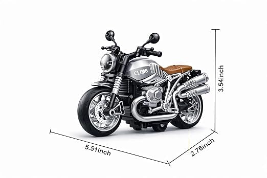 Image of Braintastic Model Diecast Car Toy Vehicle Pull Back Friction with Openable Doors Light & Music Toys for Kids Age 3+ Years (Sports Bike Silver)
