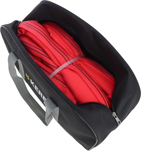 Kerbl Works Abschleppschlinge, Abschleppseil, Abschleppgurt, rot, 6m, 4cm, 35 Tonnen, Polyester, Warnfähnchen, Transporttasche