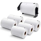 Label KINGDOM Replace for DK-1241 Die-Cut 4' x 6' Large Shipping Paper Label (102 mm x 151 mm) 200/ Roll DK Adress Labels for Brother QL-1100 (6 Roll + 1 Detachable Frame)