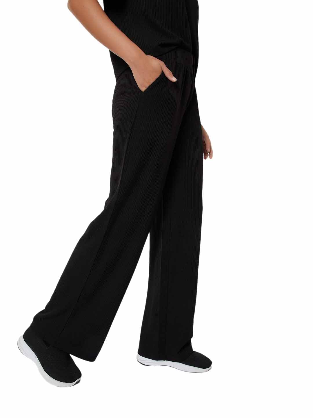 Women Ribbed Wide Leg Sports Track Pants(Black_XS-S)-image-38