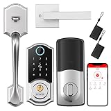 Smart Locks for Front Door, SMONET Smart Door Lock with Handle, Smart Keyless Entry Door Lock, Front