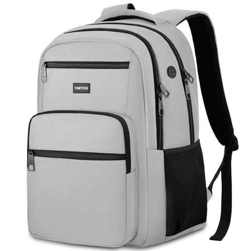 Image of YAMTION Laptop Backpack for Men, Black Backpack, School Backpack for Boys and Girls, Bookbag, Work BackpackFits 15.6 Inch Laptop and Notebook (Grey, 15.6 inch)