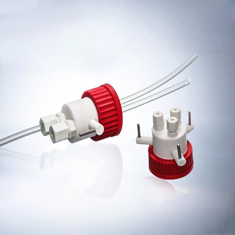 1pc Two/Three-Port Valve Cap for GL45 Lab Bottles - PTFE Body, PCTFE Valve, PBT Cap - Ideal for Gas/Liquid Transfer(1/8" Two-Port)
