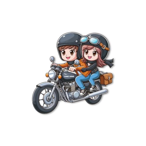 Image of Bhai Please Bike Ride Couple Theme Wooden Fridge Magnet - Couple Gift