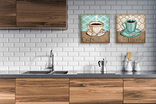 2 Trellis Cafe And Mocha Quartrefoil Brown And Teal Cups Of Coffee; Two 12X12 Unframed Paper Posters #TOP1
