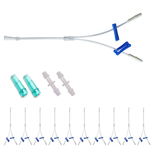 10 Pcs Tee Oxygen Tubes Splitter, 3 Ways Oxygen Tubing with Valve, Comes with Male/Female Connector