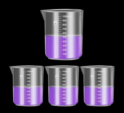 Image of Plastic Measuring Cups Graduated Epoxy Resin Mixing Cups, Small Beaker, Plastic Measuring Cup for Epoxy Resin, Paint, Art Craft, Soap Candle Tumbler Making (4, 1000ml)