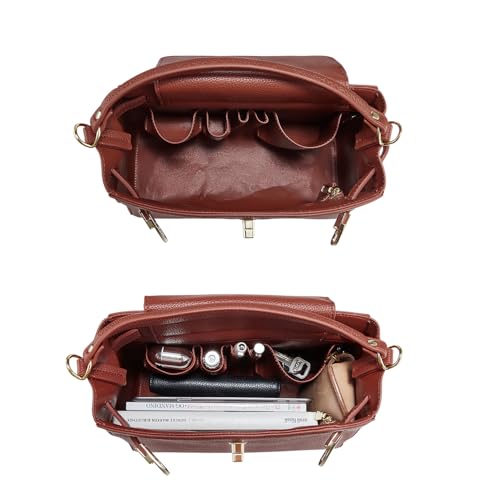 Damen Handtasche PU Leder Henkeltaschen Elegant Taschen Große Schultertasche Damen Tote Shopper mit Mehreren Fächern für Arbeit Schule Reisen – Bild 6