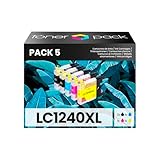 FÁCIL INSTALACIÓN Y USO SEGURO: Este paquete incluye 5 cartuchos LC1240XL LC-1240XL, 2 Negro, 1 Cian, 1 Magenta, 1 Amarillo listos para ser instalados. Recomendamos el uso de guantes desechables durante la instalación para evitar manchas. Su diseño garantiza una instalación rápida y sin problemas en cualquier impresora compatible.