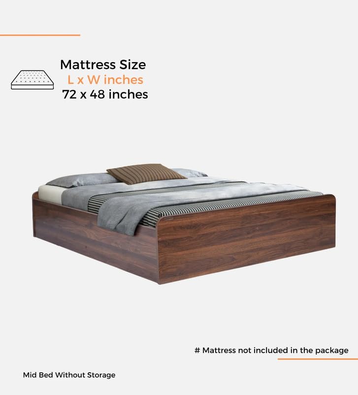 Image of Mintwud Pepperfry Solid Engineered Wood Teen Queen Size Bed with Box Storage | Space Saving Wooden Palang Furniture | Suitable for Living Room, Bedroom, Hotel (Columbian Walnut Finish)