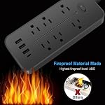 Surge Protector Power Bar, 10-in-1 Charging Station with 6 Widely Spaced AC Outlets & 4 USB Ports (USB-C), Flat Plug Extension Cord, Wall Mount Multi-Plug Outlet Extender for Home, Office