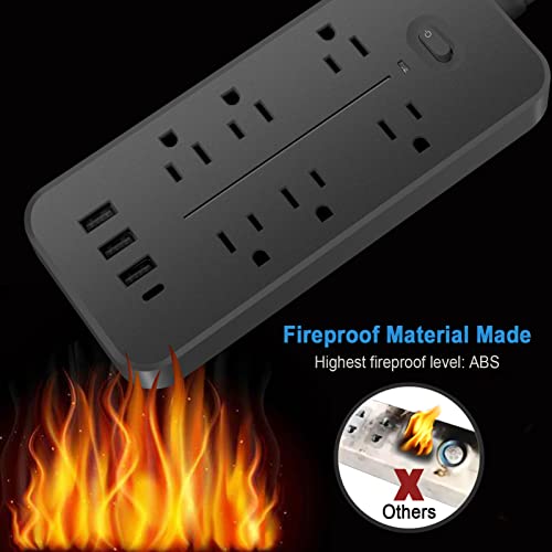 Socket Power Strip, Surge Protector With 6 Outlets And 4 Usb Ports(1 Usb C Outlet) 4Ft Extension Cords Outlet Strip Wall Mount, Desktop Charging Station For Home, Office And Dorm Essential #TOP5