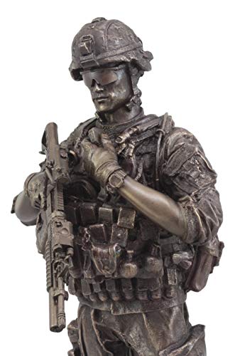 Estatua Militar Moderno Soldado Infantería con Rifle y Radio 13" miniatura 4