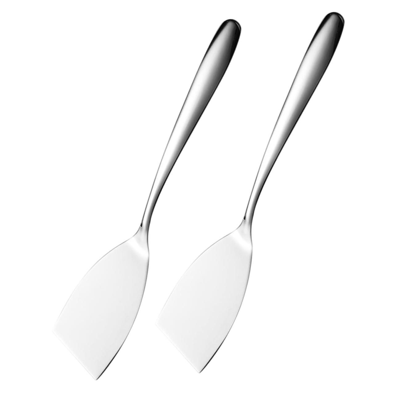 Abaodam 5 Set Spatola per Friggere in Acciaio Inossidabile Cucina Frittura Pinna per Bistecca Cuoco Girando Mescolata Grasso Spatola per Friggere Bistecca Piccolo Carne Pala 2 Pezzi*5