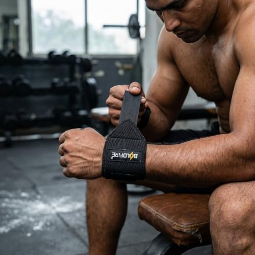 Image of Weight Lifting Wrist Straps for Gym, Adjustable Cotton Wrist Support, Black