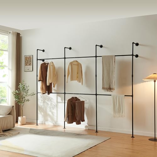 [en.casa] Stand Appendiabiti Industriale da Parete Armadio Aperto Organizzatore Guardaroba