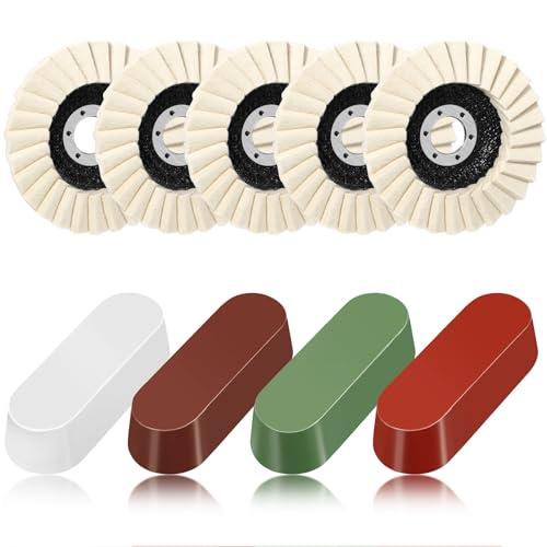 9 Pcs Felt Flap Disc Abrasives Buffing Polishing Wheel and Compounds Set 5 Pcs Wool Polishing Disc 4 Compound Wool Buffing Wheel Pad for Angle Grinder image 2